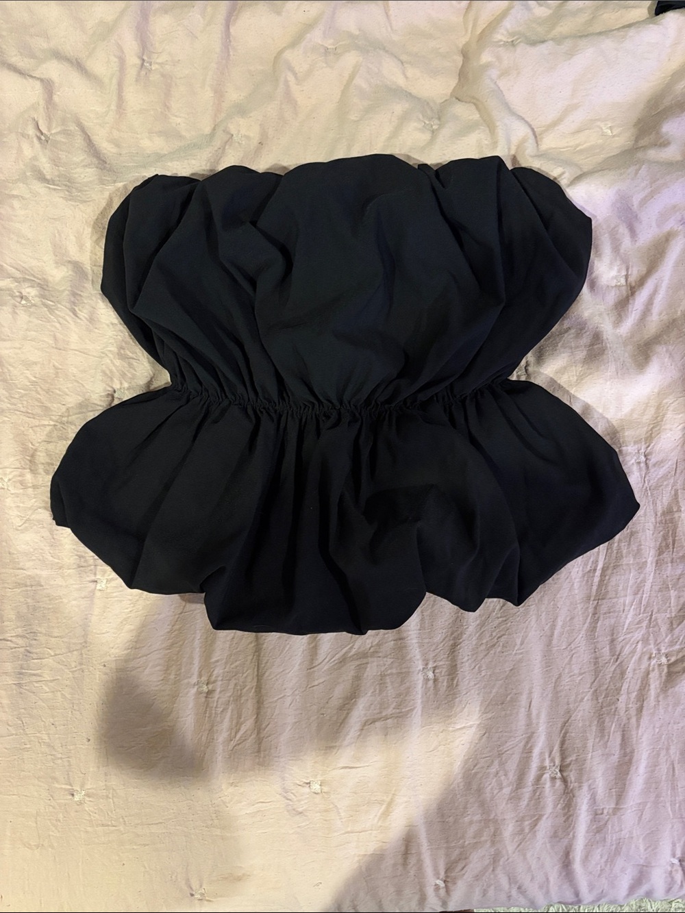Zara Black Strapless Ruffled Peplum Top